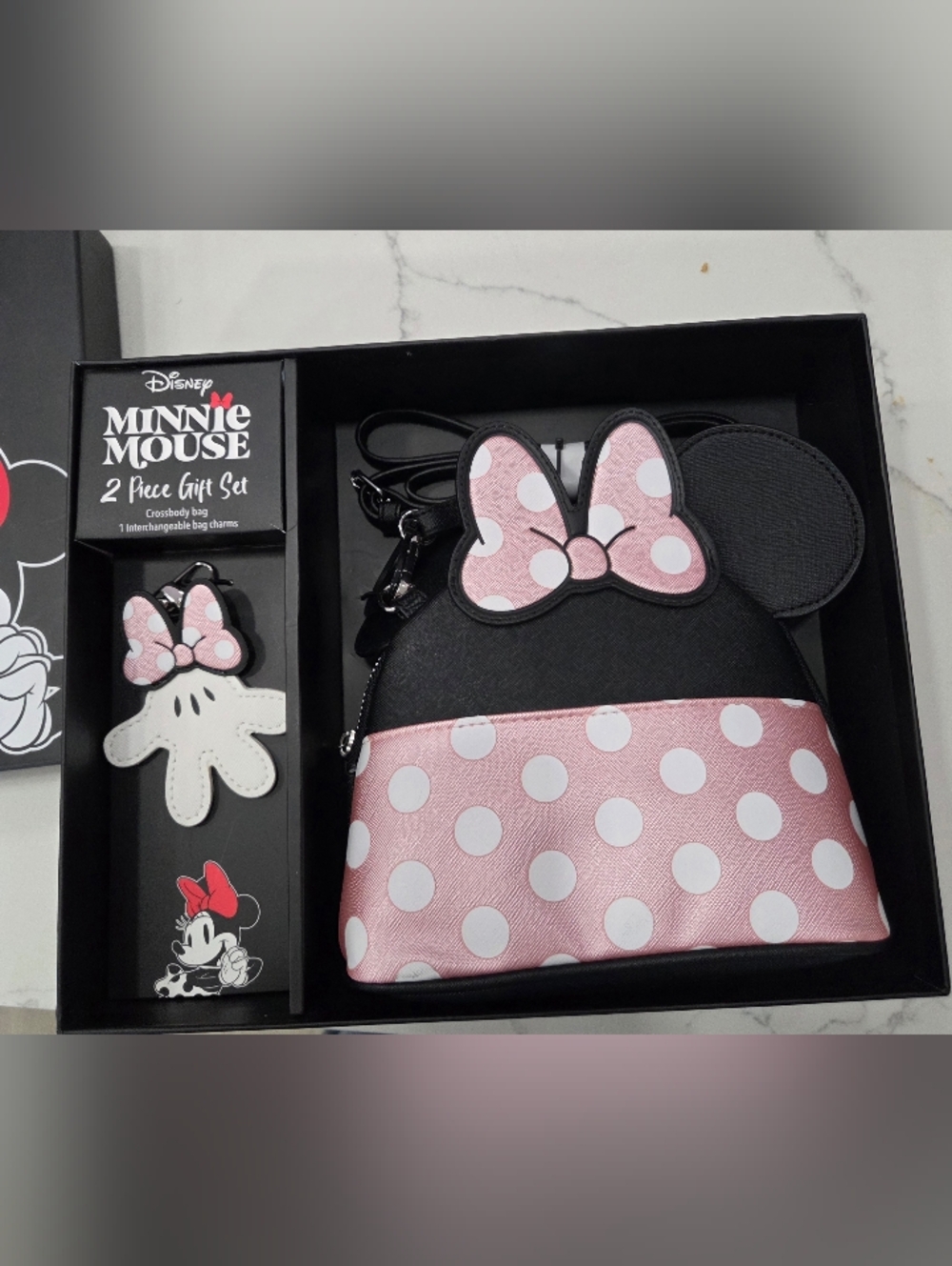 Disney Minnie Mouse Pink and White Polka Dot Crossbody Bag Set